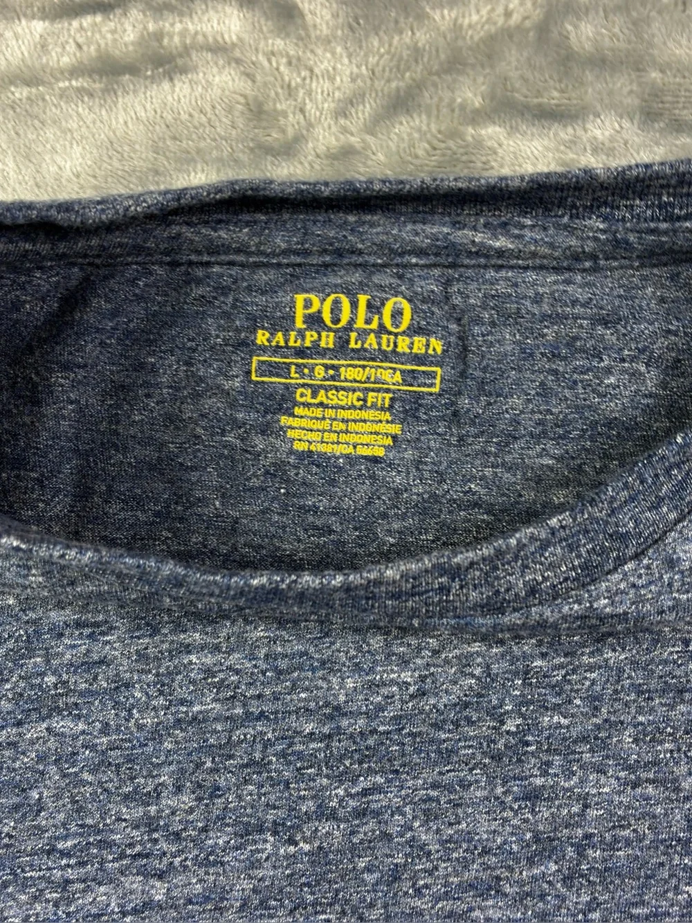 Polo Ralph Lauren Classic Fit T-Shirt Size Large Heather Navy Cotton Casual Pony